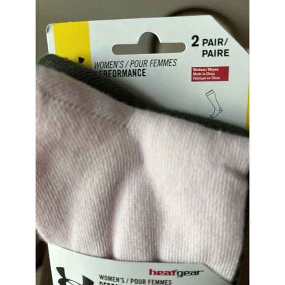 Under Armour Women's Performance OTC Socks, New 2 Pair Pink & Green Size M 7-10 - Picture 6 of 6